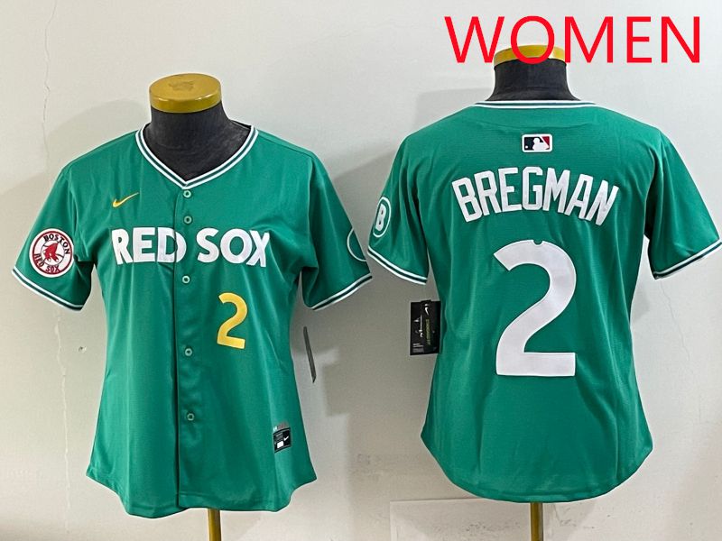 Women 2025 Boston Red Sox #2 Bregman Dark Green Joint Name Nike MLB Jersey style 7